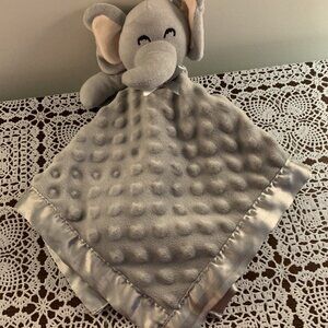 Gray Elephant Lovey Security Blankie Baby Blanket Soothing Toy 16 Inch Textured